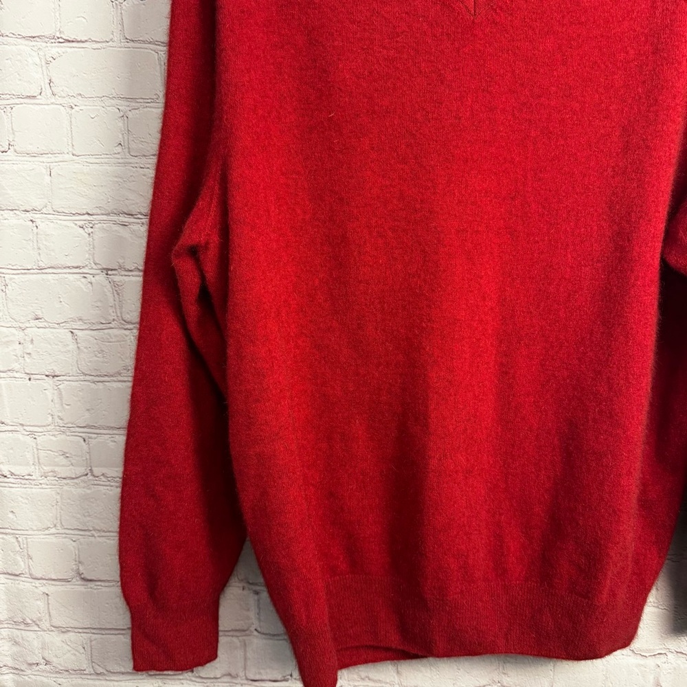 Possum down Uniquely NZ v neck red grandpa retro sweater size Large Merino wool - Picture 5 of 6